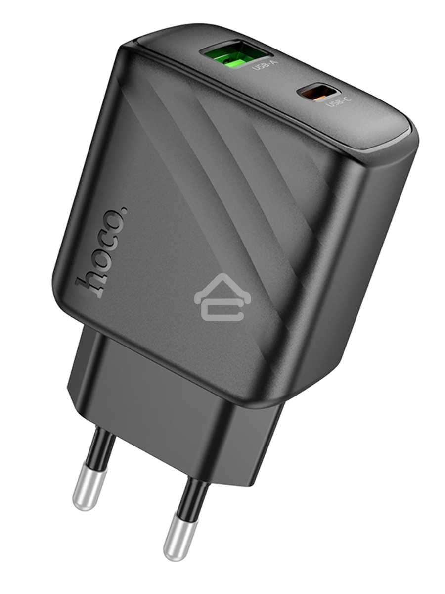 Зарядное устройство Hoco 30Вт, 3А, QC3.0/PD, 1хUSB, 1хType-C, CS23A, черный, коробка