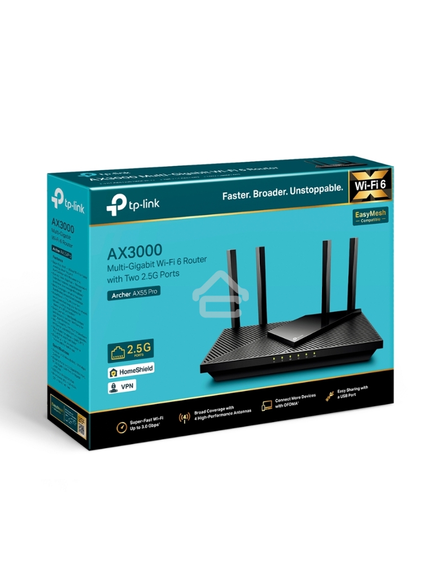 Двухдиапазонный гигабитный TP-Link Archer AX55 Pro AX3000 Wi-Fi 6 роутер