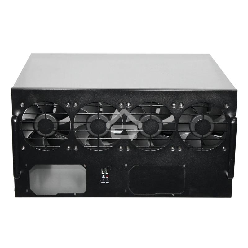 Корпус для майнинга ExeGate EX270771RUS Pro 8-430 (без БП, 2*USB, 4*fan 120мм, места под: 8 видеокарт, 2 БП)