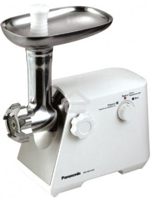 Мясорубка электрическая Panasonic MK-MG1510WTQ KIT 500Вт,реверс,2 перфорир.диска,нас.для кеббе,пластик+книга рецептов