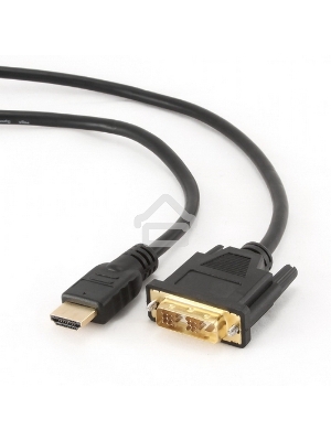 Кабель HDMI-DVI Cablexpert CC-HDMI-DVI-15, 19M/19M, single link, медь, позол.разъемы, экран, 4.5м, черный, пакет