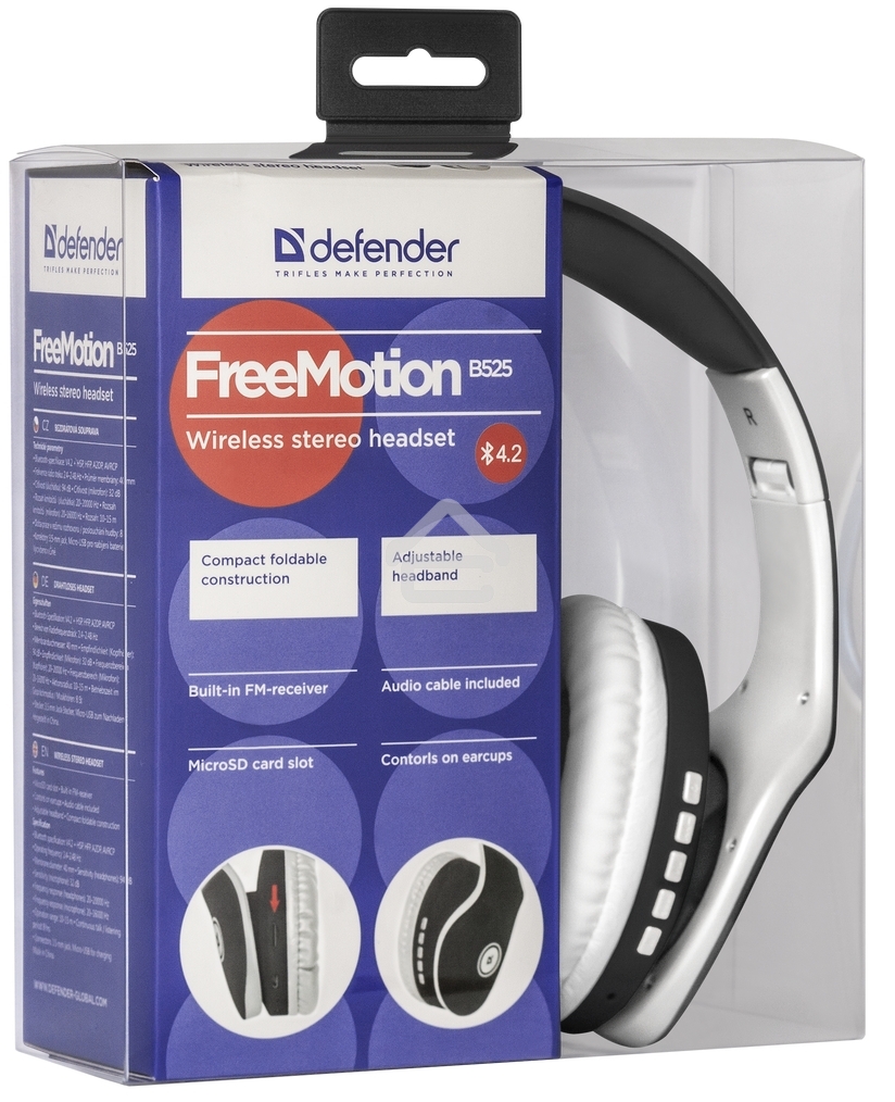Гарнитура Defender FreeMotion B525 черный+белый, Bluetooth