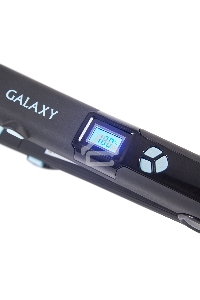 Щипцы для волос Galaxy GL 4505, голубой, 65 Вт, нагревательный элемент с защитой от перегрева, сменные пластины с керамическим покрытием: 89*27,5 мм и 89*57 мм, ЖК-дисплей с индикацией температуры, регулятор температурных режимов, шнур питания, вращающийс
