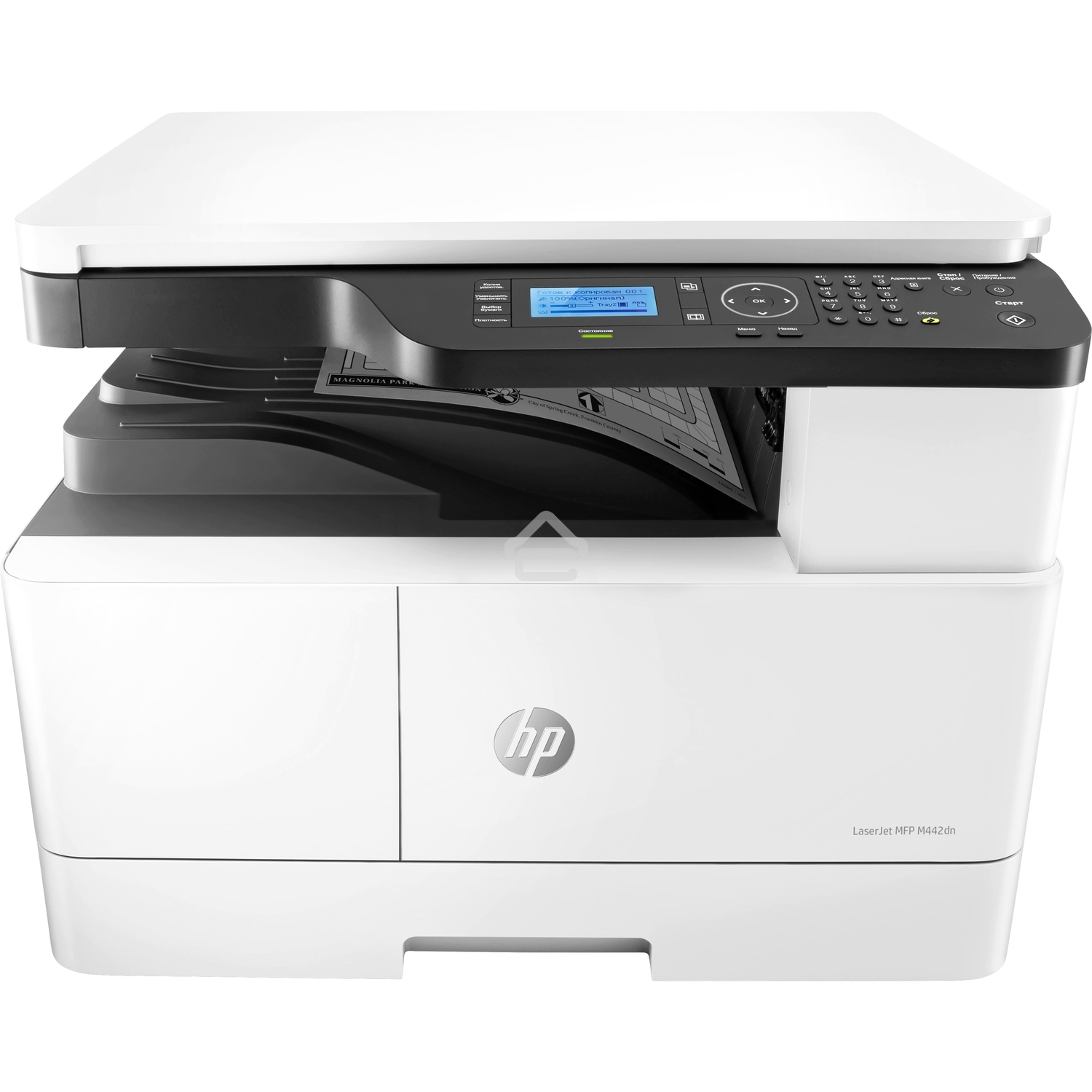МФУ лазерный HP LaserJet M442dn (8AF71A), A3, ч/б, печ. до 24 стр/мин. (А4) до 13 стр/мин. (А3), 1200 x 1200 dpi (печать) 600x600dpi (скан.), USB, RJ-45