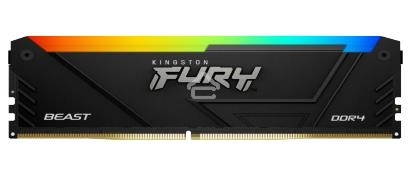 Оперативная память Kingston Fury Beast, DDR4, 16GB (2x8GB), 3600MHz, CL17, DIMM, с радиаторами, RGB, черный