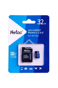 Флеш карта microSDHC 32GB Netac P500 <NT02P500STN-032G-R>  (с SD адаптером) 80MB/s