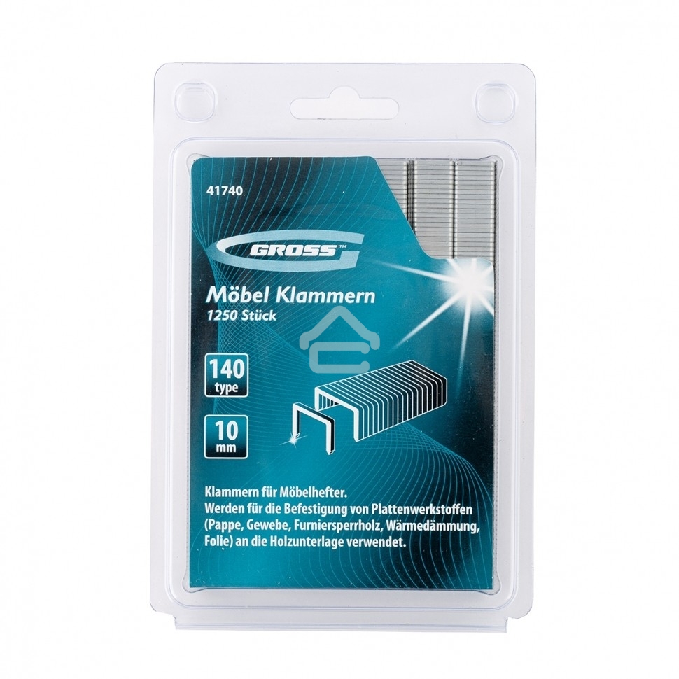 Скобы Gross 10 мм, для мебельного степлера, усиленные, тип 140, 1250 шт.