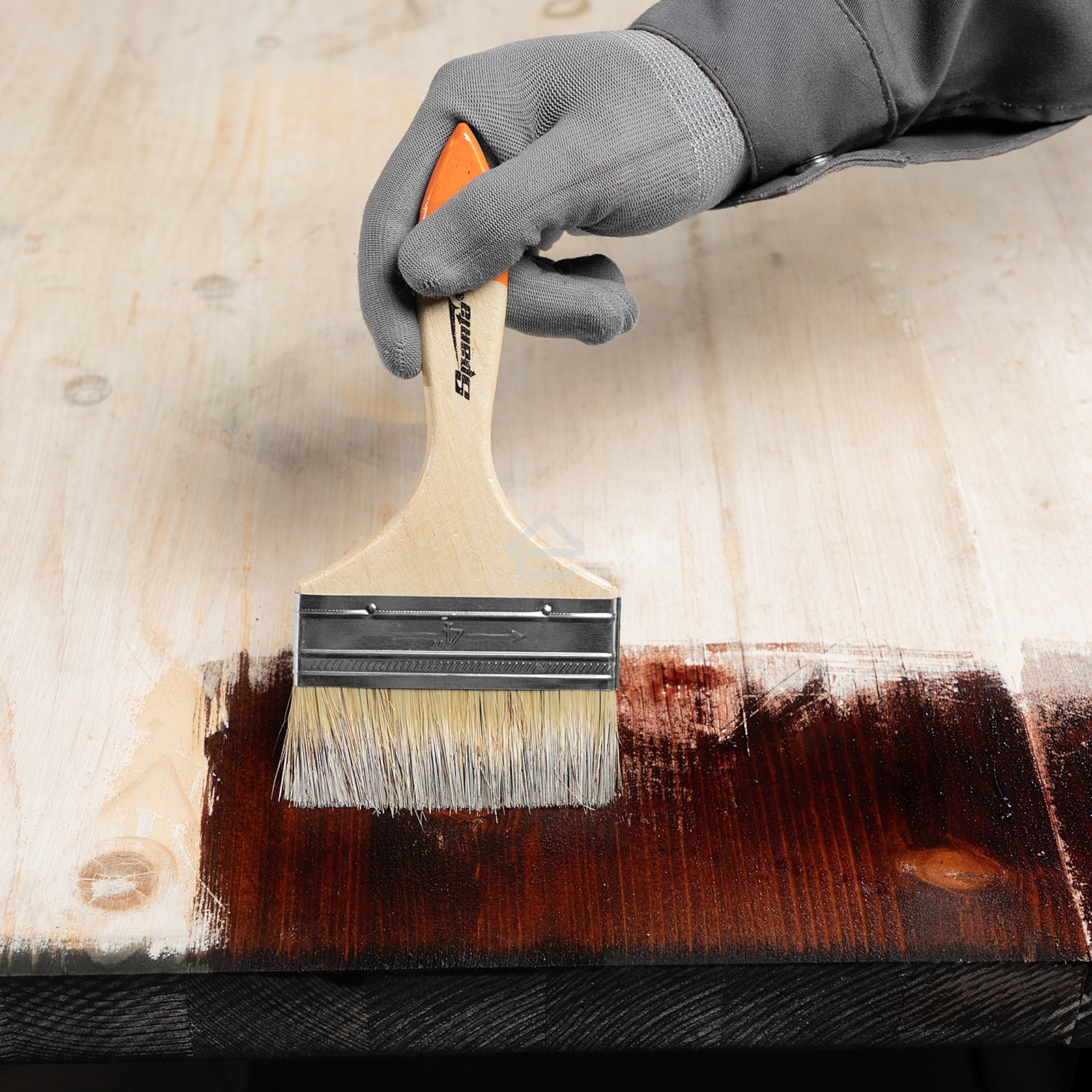 Кисть плоская Sparta 100 мм, натуральная щетина, деревянная ручка, для масляных краскок, лаков