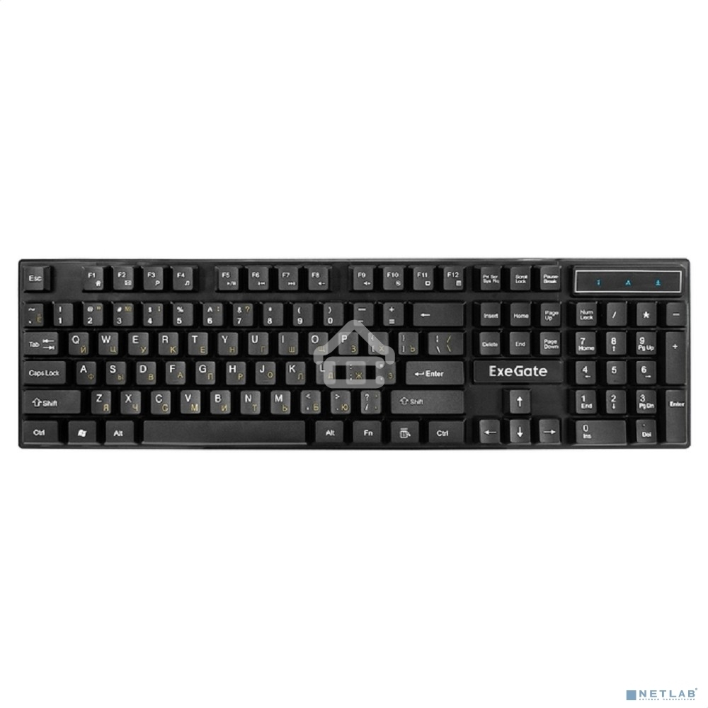 Комплект беспроводной ExeGate Professional Standard Combo MK210 (клавиатура полноразмерная влагозащищенная 104кл. + мышь оптическая 1200dpi, 3 кнопки и колесо прокрутки; USB, радиоканал 2,4 ГГц, радиус действия до 10м, черный, Color Box)