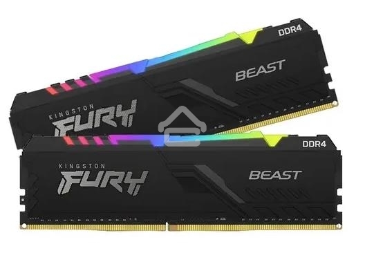 Оперативная память Kingston Fury Beast, DDR4, 32GB (2x16GB), 3200MHz, CL16, DIMM, с радиатором, RGB, черный