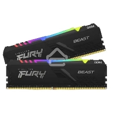 Оперативная память Kingston Fury Beast, DDR4, 32GB (2x16GB), 3200MHz, CL16, DIMM, с радиатором, RGB, черный