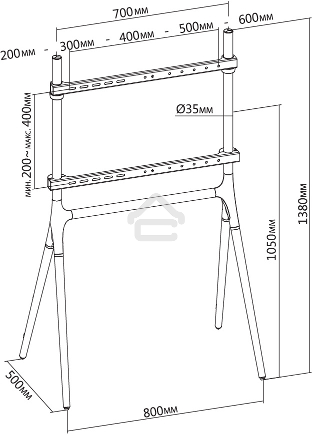 Подставка для телевизора Cactus CS-ST1247WTBCH белый/береза, 49