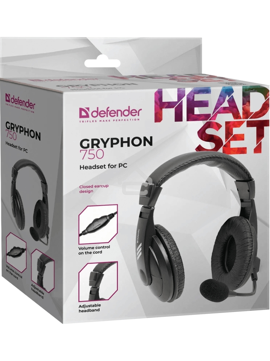 Наушники Defender Gryphon 750 черный, кабель 2 м