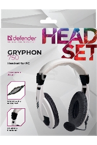 Наушники Defender Gryphon 750 белый, кабель 2 м
