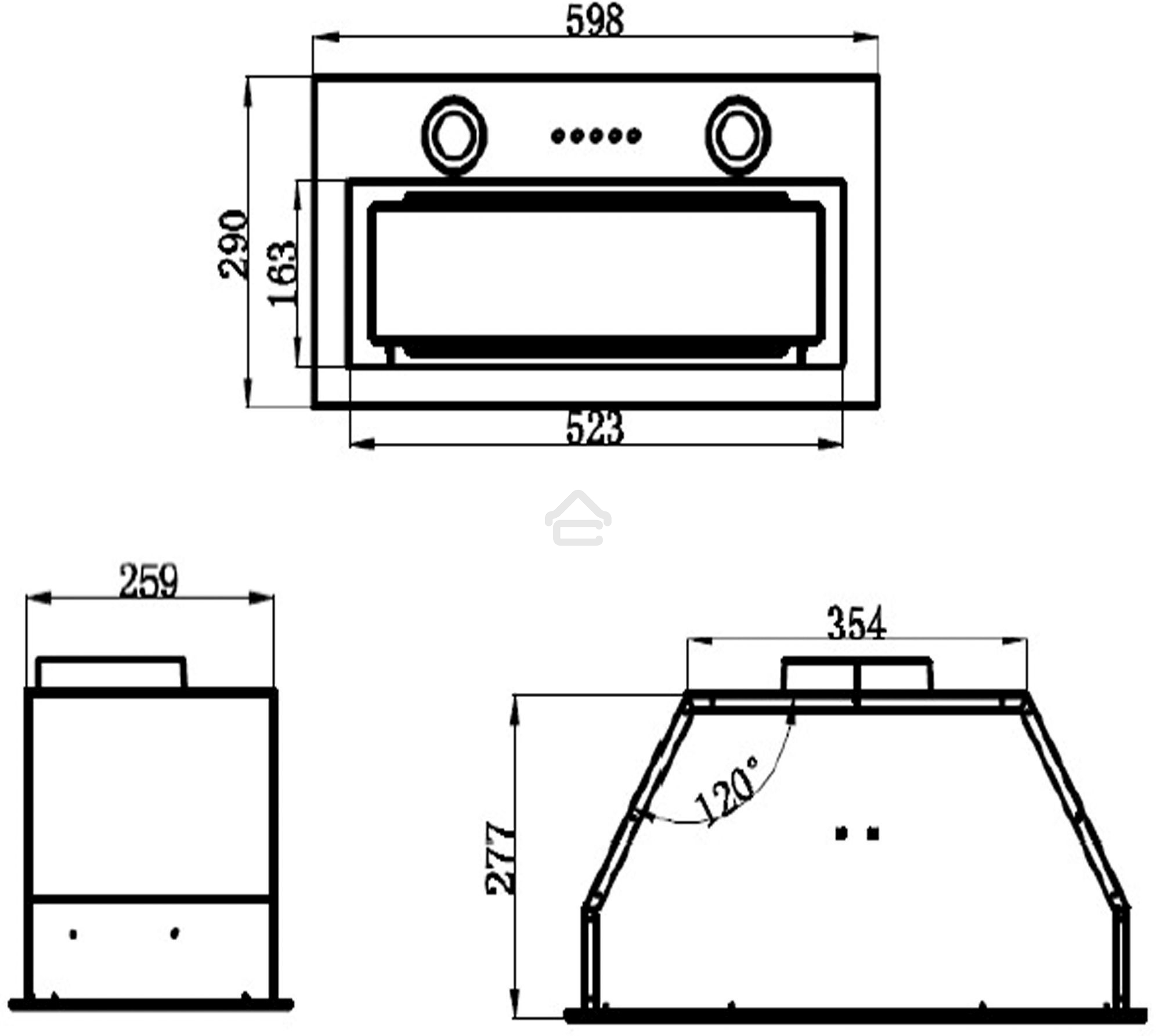 Вытяжка встраиваемая Maunfeld Trapeze 602M нержавеющая сталь, 60 см, 1150 куб. м/ч, 54 дБ