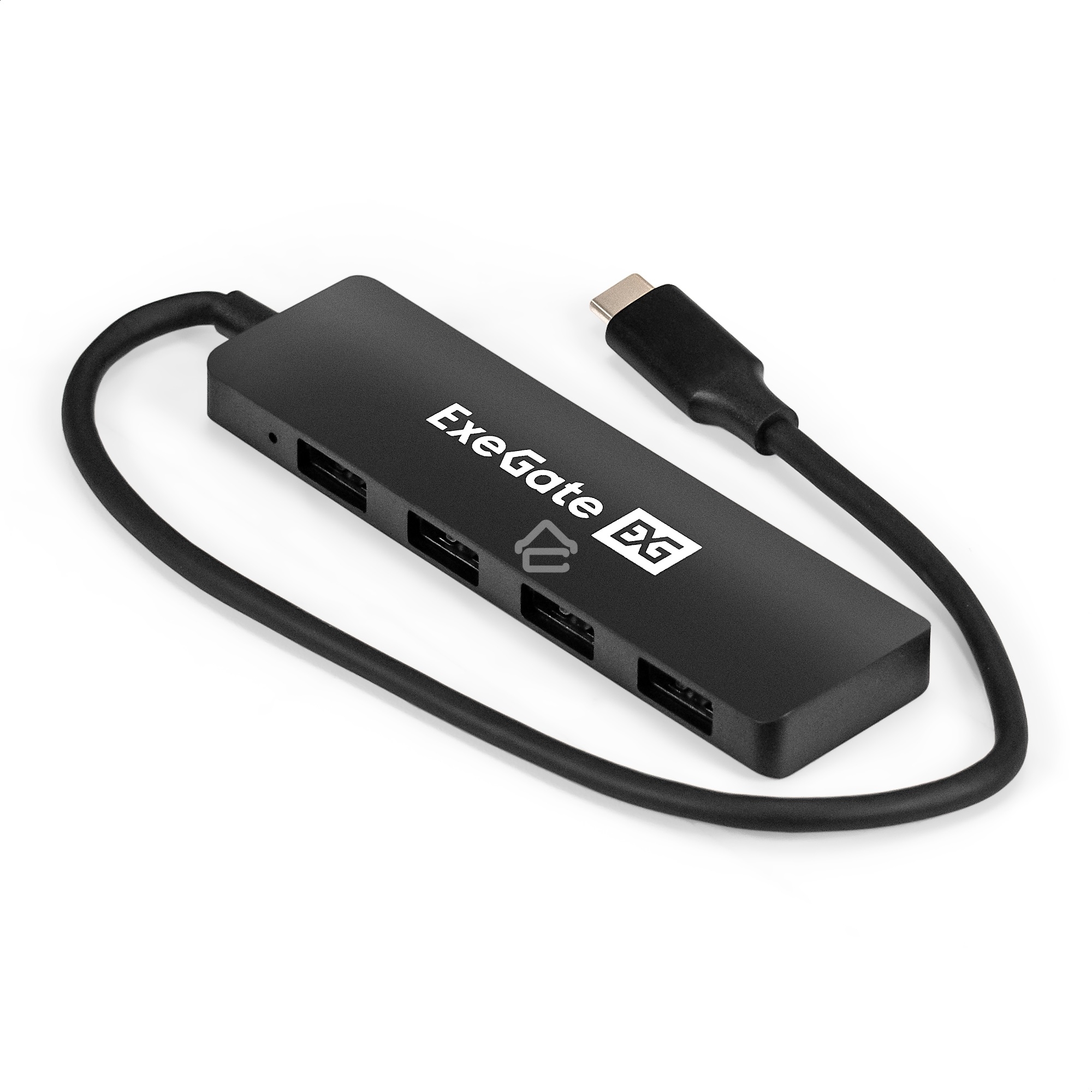 Хаб USB (концентратор) 4-в-1 ExeGate DUB-4CP/3 (кабель-адаптер USB Type C --> 4xUSB3.0, Plug&Play, черный)