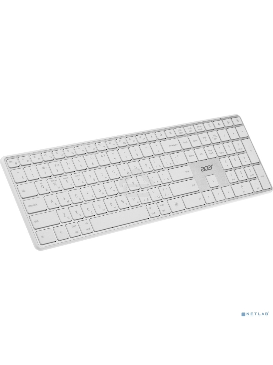 Клавиатура Acer OKR301 (ZL.KBDEE.015) беспроводная, USB, Bluetooth/Радиоканал, белый/серебристый