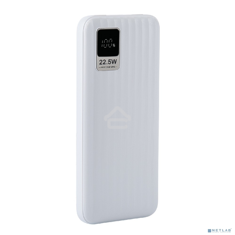 Портативный аккумулятор Perfeo Powerbank WATERFALL 10000 mAh/LED дисплей/PD + QC 3.0/Type-C/2 USB/Выход: 5A, max 22.5Wбелый (PF_E1468)