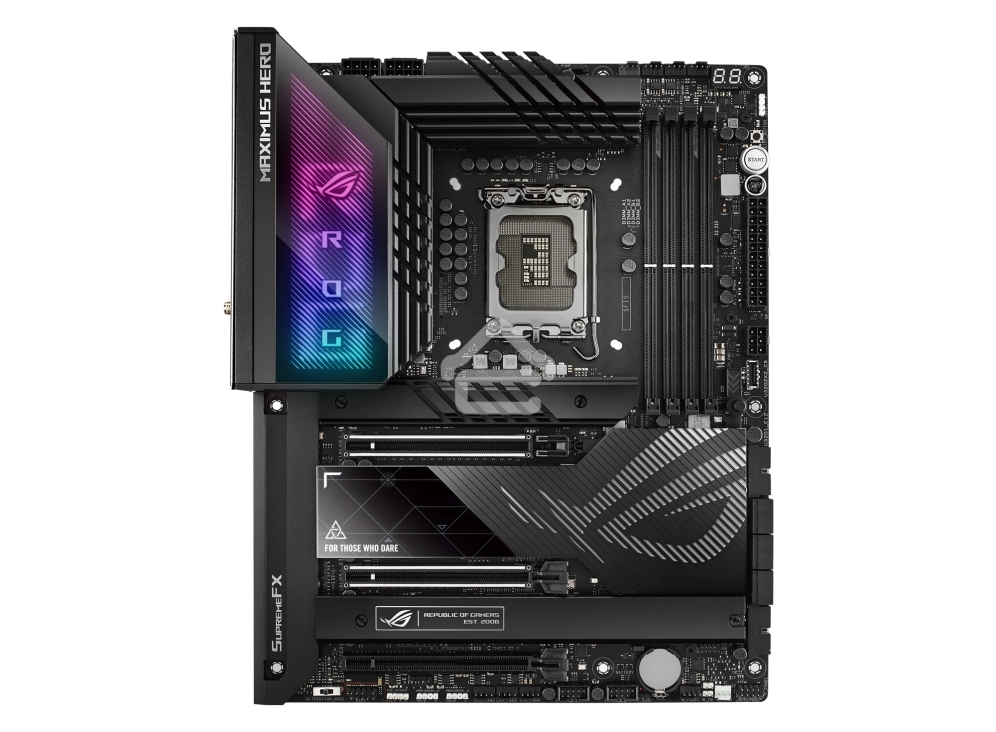 Материнская плата ASUS ROG MAXIMUS Z790 HERO, LGA 1700, Intel Z790, 4xDDR5, 6xSATA, 3xM.2, 1xPCIe 4.0 x4, 1xPCIe 5.0 x8, 1xPCIe 5.0 x16, 1xHDMI, 2xUSB-C 3.2 Gen 2, 1x 2.5Gb LAN, 4xUSB-A 3.2 Gen 1, 5xUSB-A 3.2 Gen 2, 5x3.5 мм, 7.1, Standard-ATX