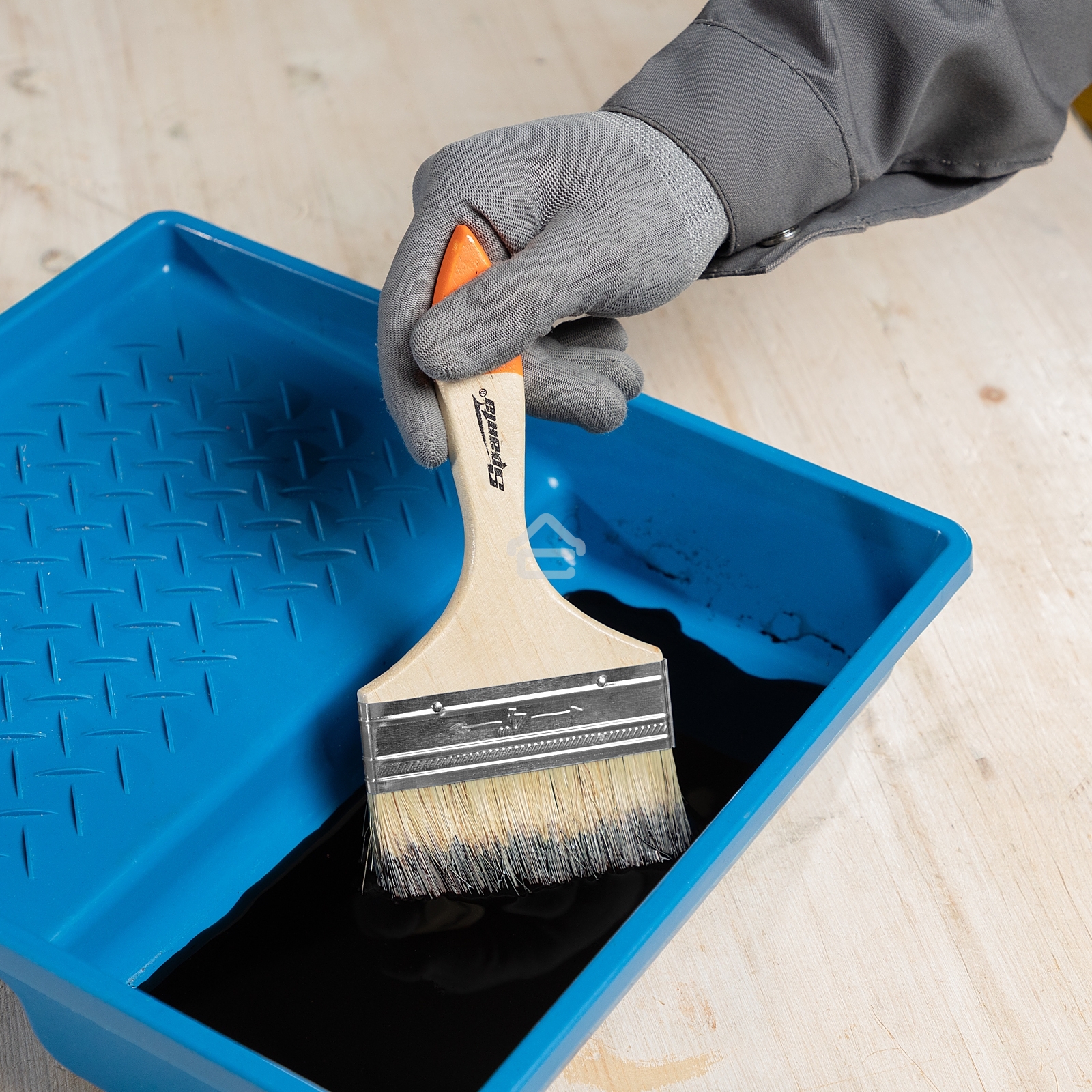 Кисть плоская Sparta 100 мм, натуральная щетина, деревянная ручка, для масляных краскок, лаков