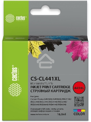 Картридж струйный Cactus CS-CL441 многоцветный (180стр.) для Canon PIXMA MG2140/ MG3140
