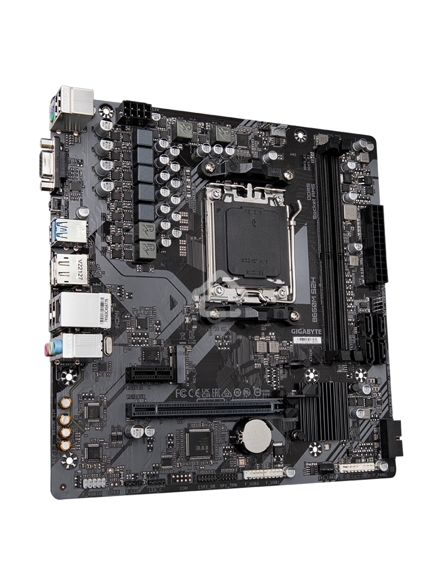 Материнская плата Gigabyte B650M S2H (V1.2), AM5, AMD B650, 2xDDR5, 4xSATA, 1xM.2, 1xPCI-E 4.0 x16, 3xUSB-A 3.2 Gen 1, 1xUSB-C 3.2 Gen 1, 1x 1Gb LAN, 3x3.5 мм, 7.1, Micro-ATX