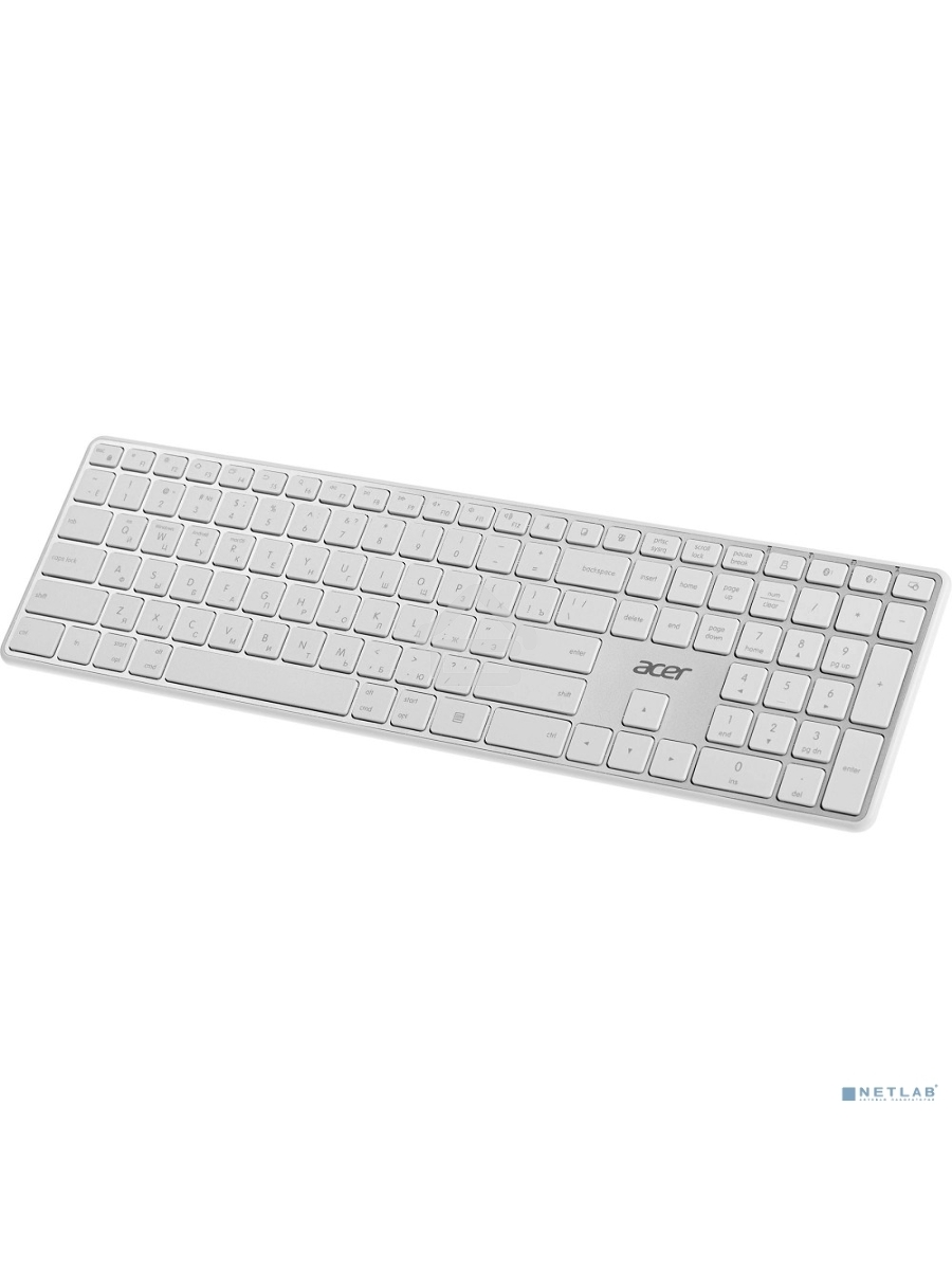 Клавиатура Acer OKR301 (ZL.KBDEE.015) беспроводная, USB, Bluetooth/Радиоканал, белый/серебристый