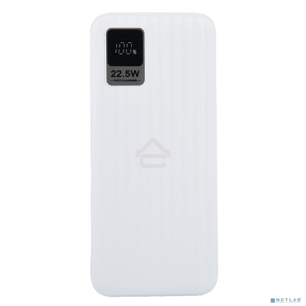 Портативный аккумулятор Perfeo Powerbank WATERFALL 10000 mAh/LED дисплей/PD + QC 3.0/Type-C/2 USB/Выход: 5A, max 22.5Wбелый (PF_E1468)