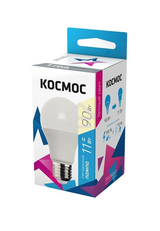 Лампа светодиодная Космос LED BASIC A60 11Вт 220В E27 3000К