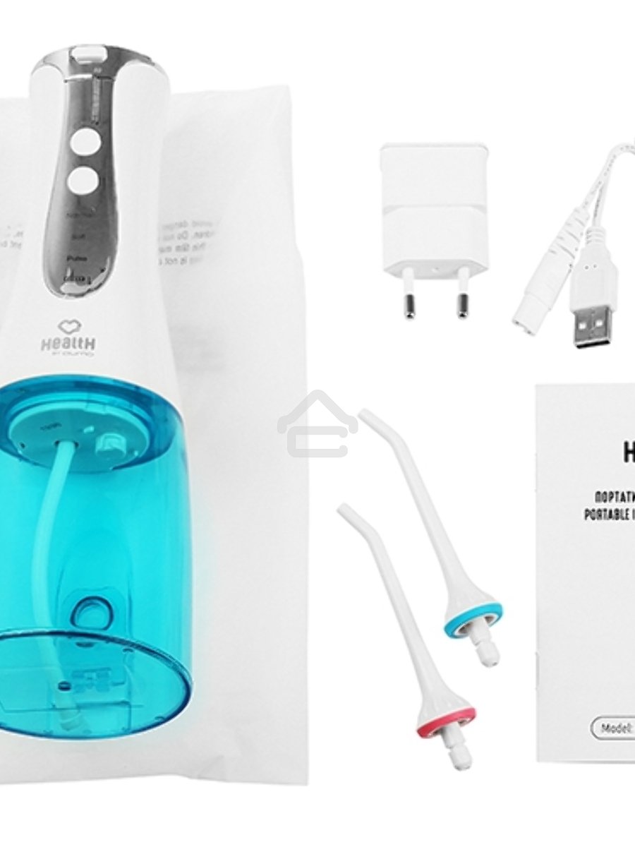 Портативный ирригатор полости рта Qumo Health Portable Irrigator P1 (QHI-1), белый, 320 мл., макс 890 кПа,  Li-ion 1400 мА-ч
