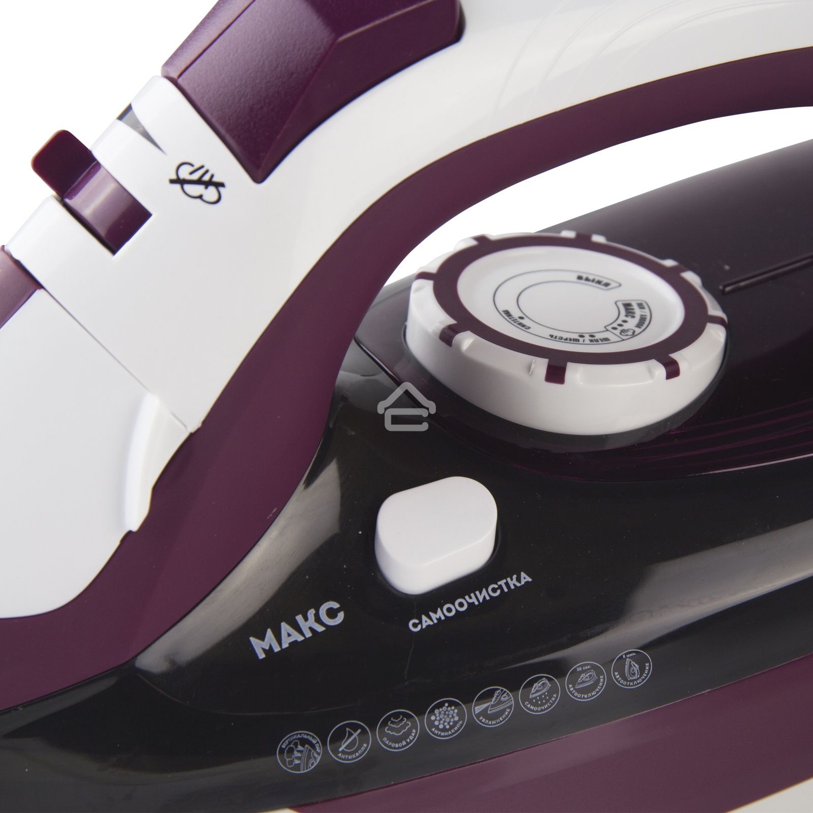 Утюг Galaxy Line GL 6108, бордовый с белым, паровой, 2400 Вт, постоянный пар 50 г/мин, паровой удар 230 г/мин, функции: автоотключение, самоочистка, антикапля, антинакипь, вертикальное отпаривание, индикатор автоотключения, индикатор нагрева, функция увла