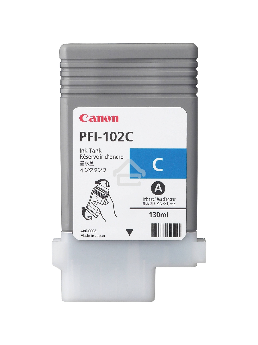 Картридж струйный Canon PFI-102C (0896B001) голубой (130 мл.) для Canon imagePROGRAF iPF605, iPF610., iPF650, iPF655, iPF710, iPF750, iPF755, LP17, iPF510