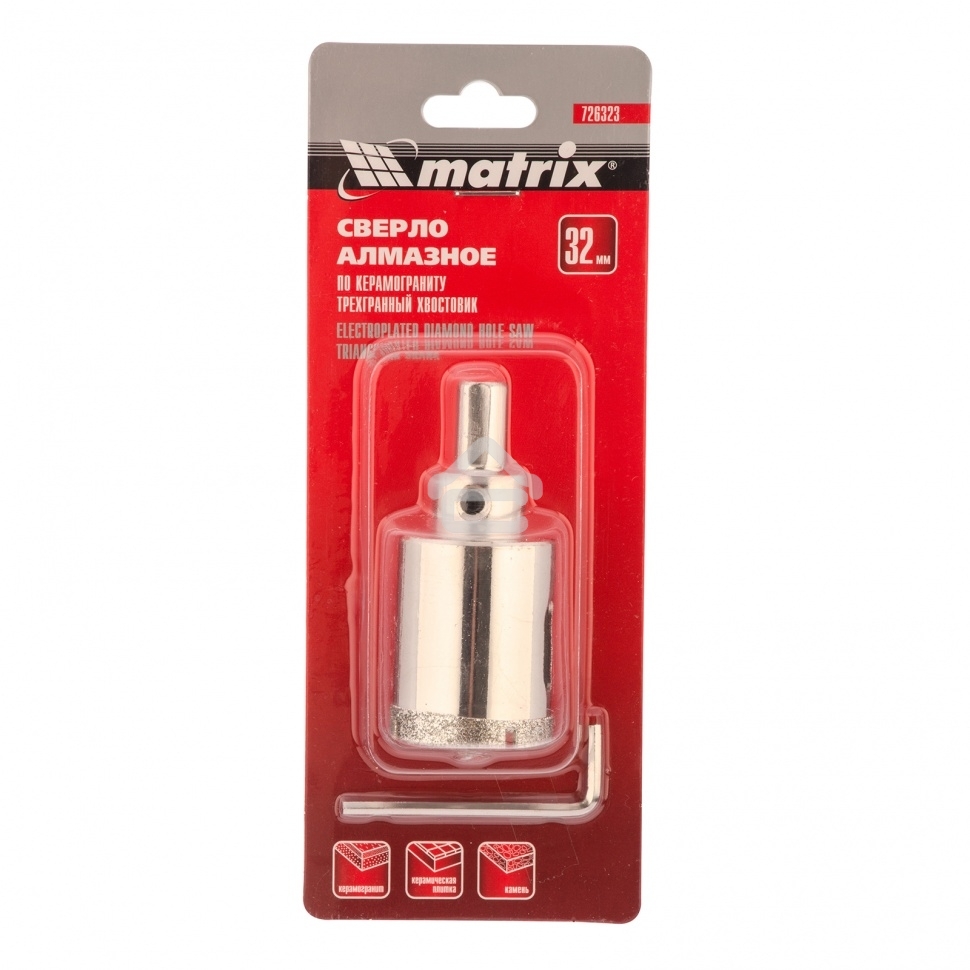 Сверло Matrix алмазное по керамограниту, 32 х 67 мм
