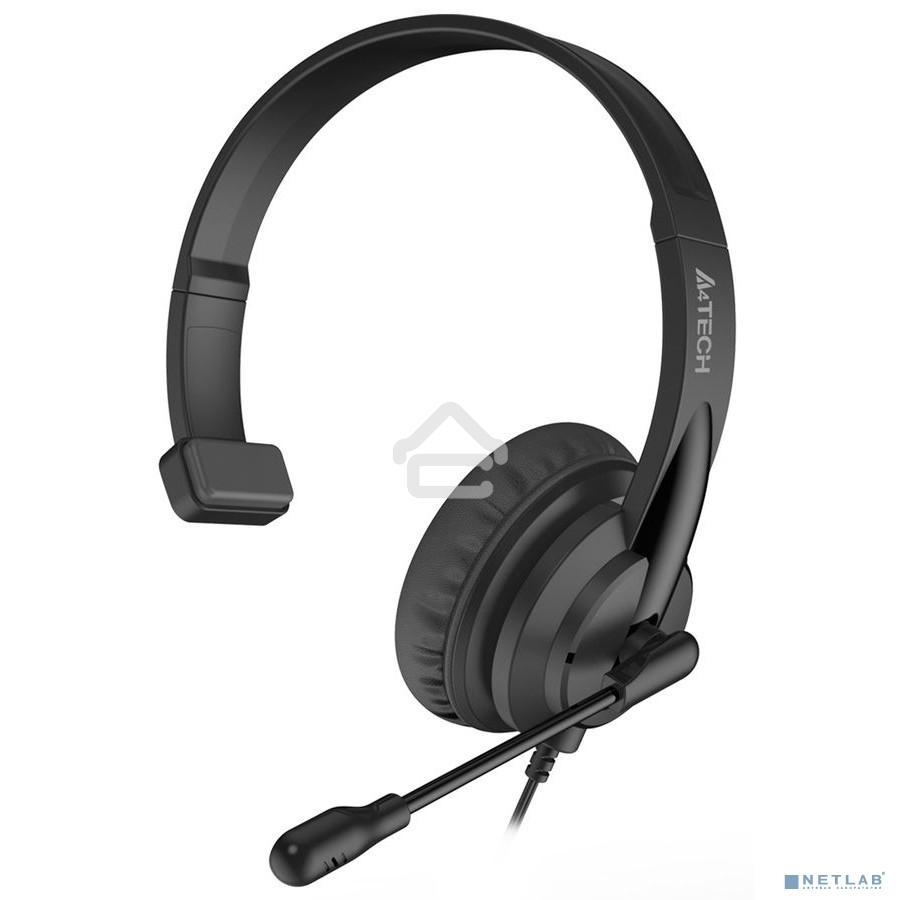 Гарнитура проводная с микрофоном A4Tech HU-11 черный 2м накладные USB оголовье