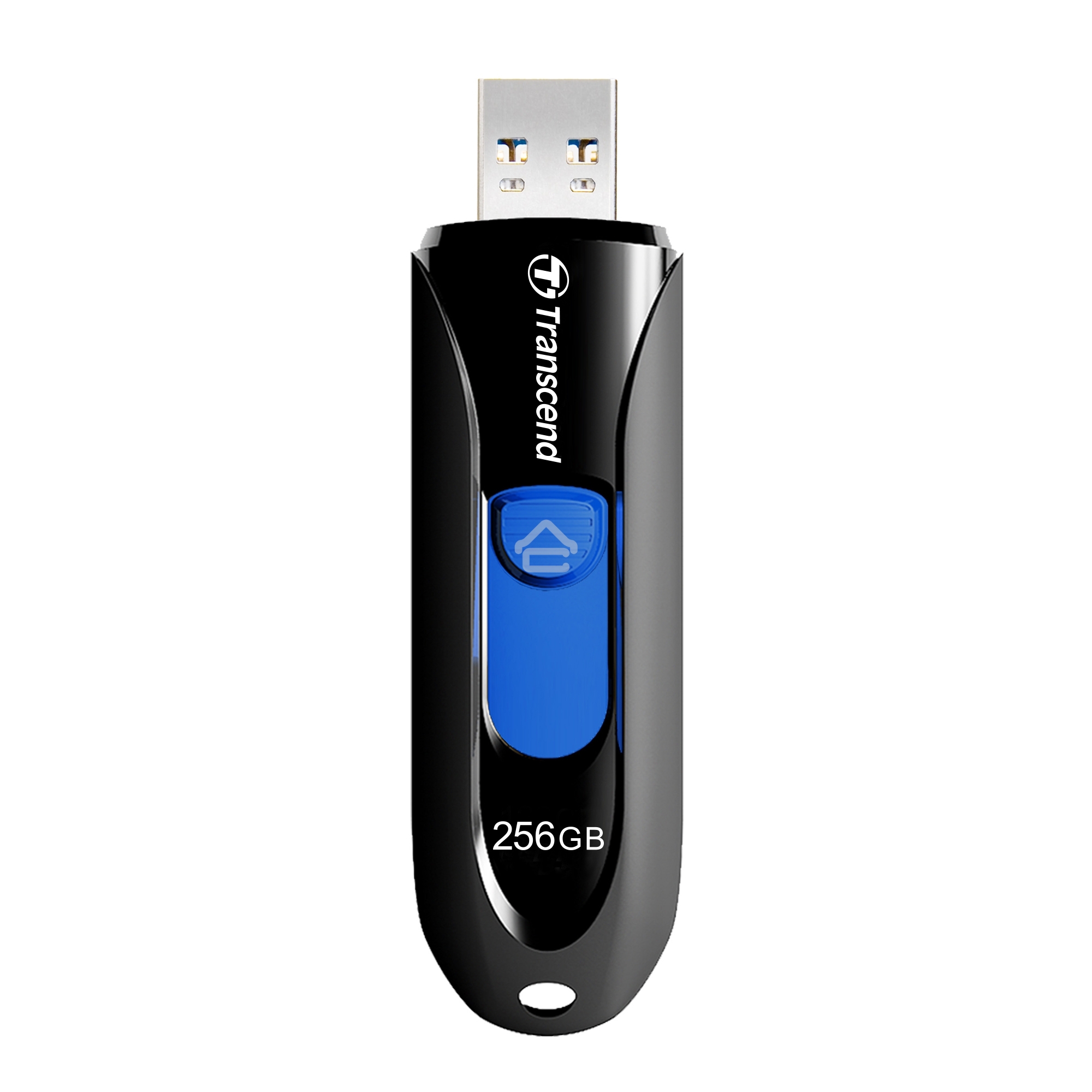 Флешка USB Transcend JetFlash 790 (TS256GJF790K), 256Gb, USB 3.1, R/W 90/40, черный/синий