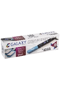 Щипцы для волос Galaxy GL 4505, голубой, 65 Вт, нагревательный элемент с защитой от перегрева, сменные пластины с керамическим покрытием: 89*27,5 мм и 89*57 мм, ЖК-дисплей с индикацией температуры, регулятор температурных режимов, шнур питания, вращающийс