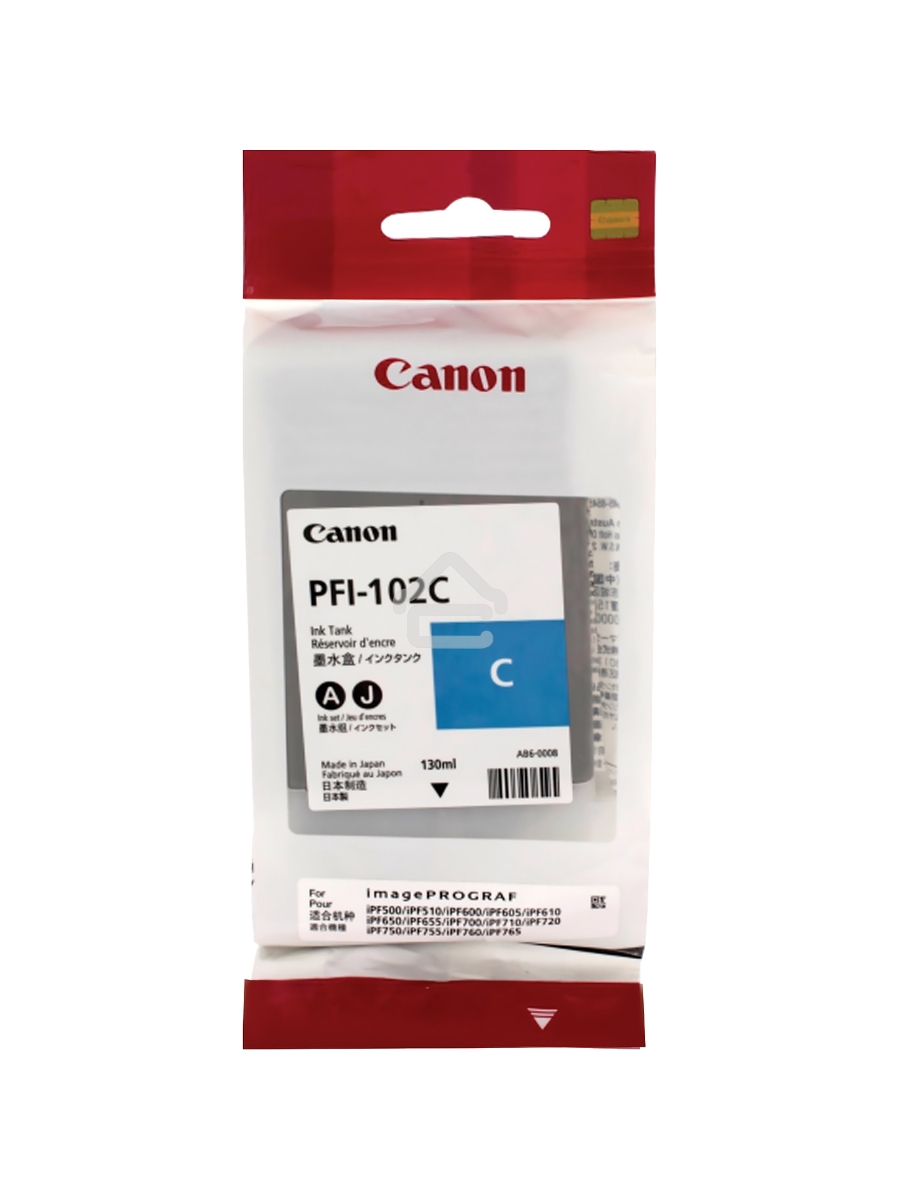 Картридж струйный Canon PFI-102C (0896B001) голубой (130 мл.) для Canon imagePROGRAF iPF605, iPF610., iPF650, iPF655, iPF710, iPF750, iPF755, LP17, iPF510