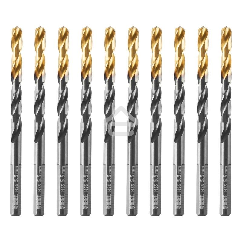 Сверло по металлу Denzel 5,5 мм, HSS-Tin, Golden Tip, 10 шт.