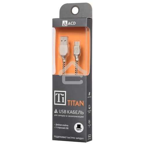 Кабель USB ACD-Titan Type-C ~ USB-A Нейлон, 1м, желто-черный