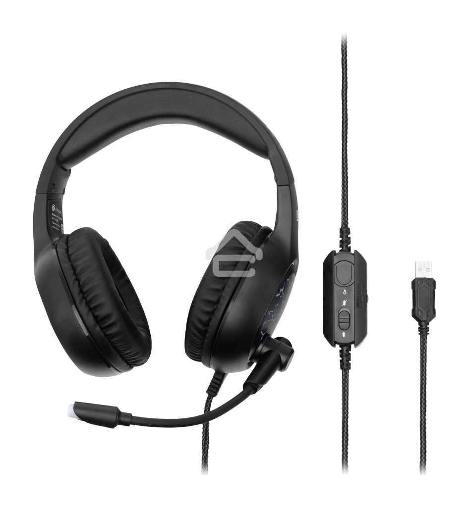 Наушники с микрофоном Oklick HS-L930G SNORTER черный/синий 2м мониторные USB оголовье (HS-L930G)