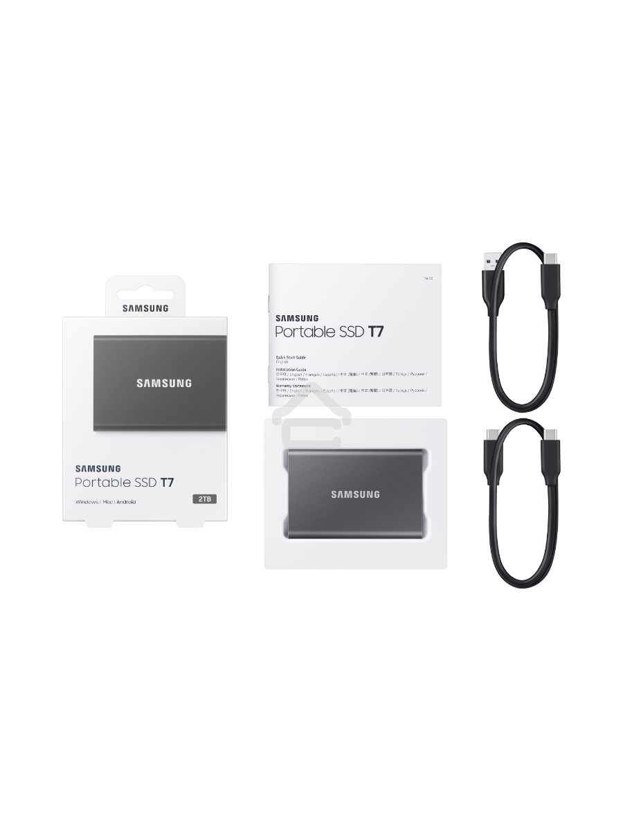 Твердотельный накопитель Samsung SSD 2TB T7, USB Type-C, R/W 1000/1050MB/s, Titanium