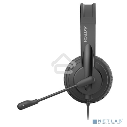 Гарнитура проводная с микрофоном A4Tech HU-11 черный 2м накладные USB оголовье