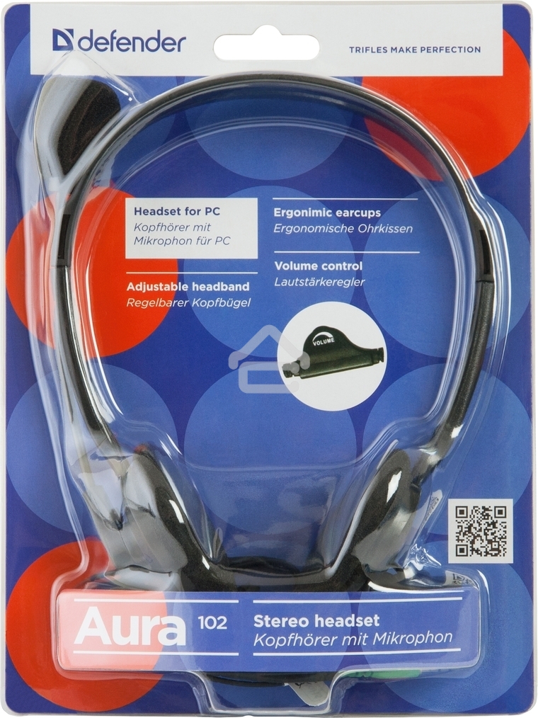 Гарнитура стерео Defender HN-102 накладные компактные 2 х 3.5 mm jack стерео кабель 1,8 м черный