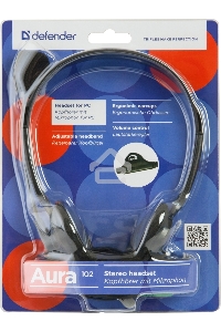 Гарнитура стерео Defender HN-102 накладные компактные  2 х 3.5 mm jack стерео кабель 1,8 м черный