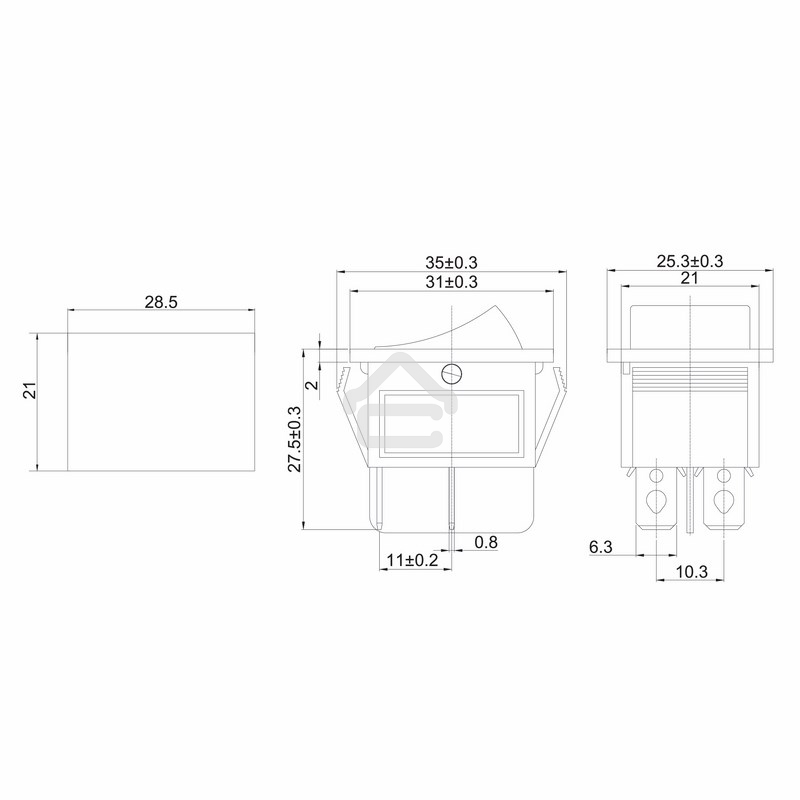 Выключатель клавишный Rexant 250V 16А (4с) ON-OFF красный с подсветкой