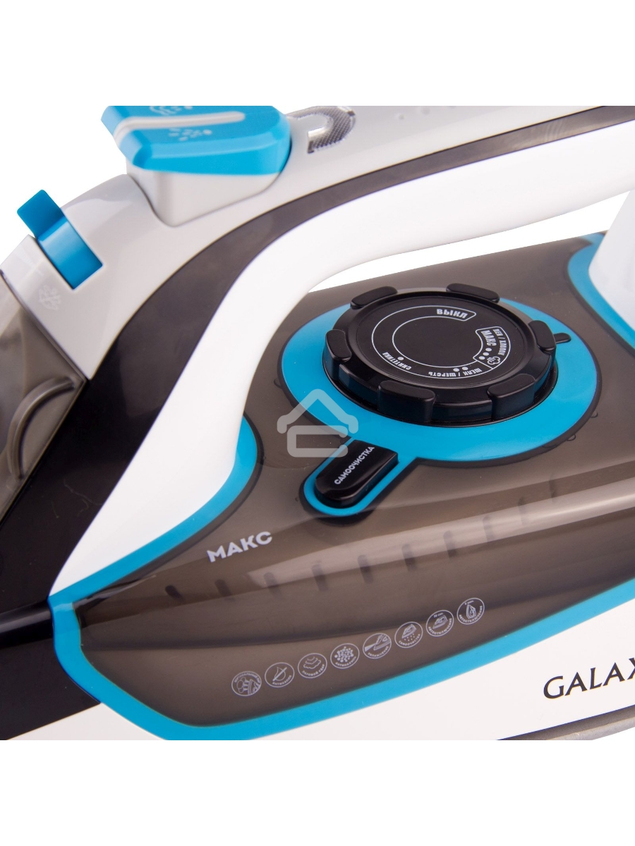 Утюг GalaxyGL 6107 2800 Вт, керамическое покрытие подошвы, уплотнитель крышки резервуара, функции: «автоотключение», «самоочистка», «антикапля», «антинакипь», индикатор автоотключения, указатель максимального уровня воды,