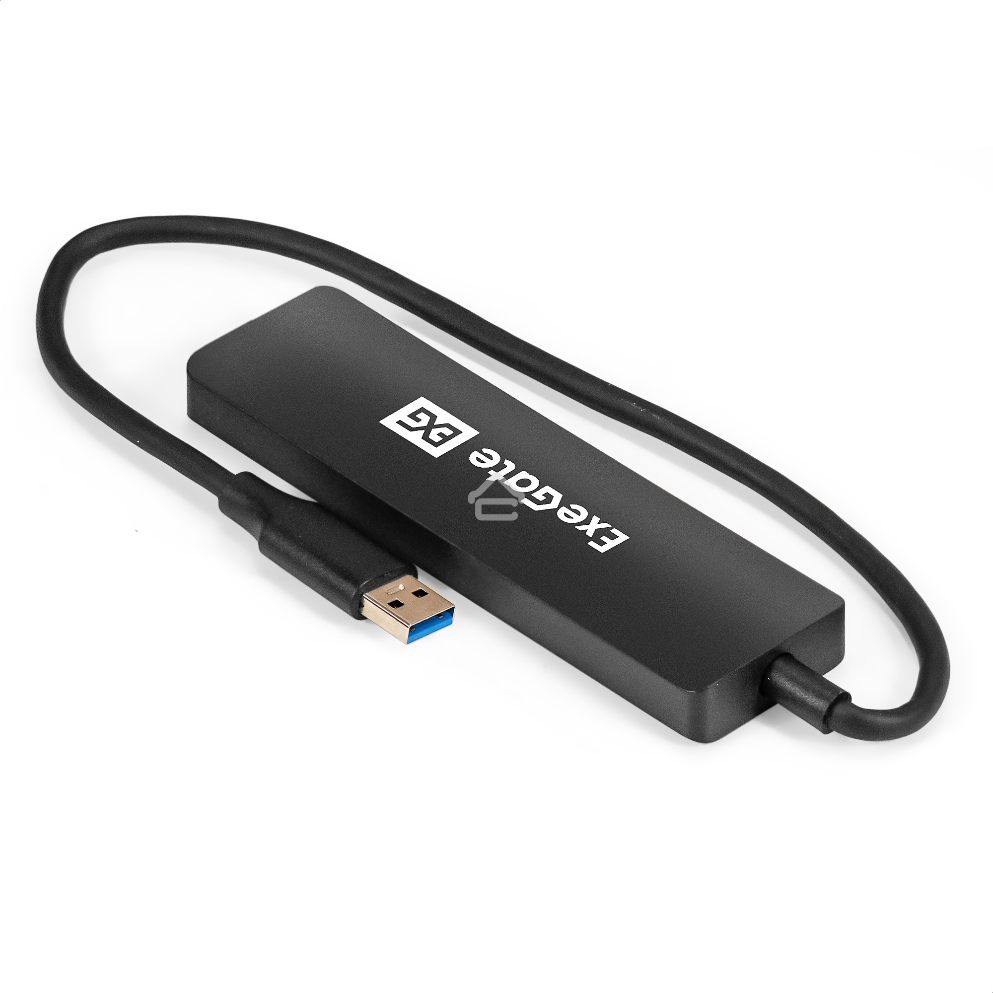 Хаб USB (концентратор) 4-в-1 ExeGate DUB-4P/3 (кабель-адаптер USB3.0 --> 4xUSB3.0, Plug&Play, черный)