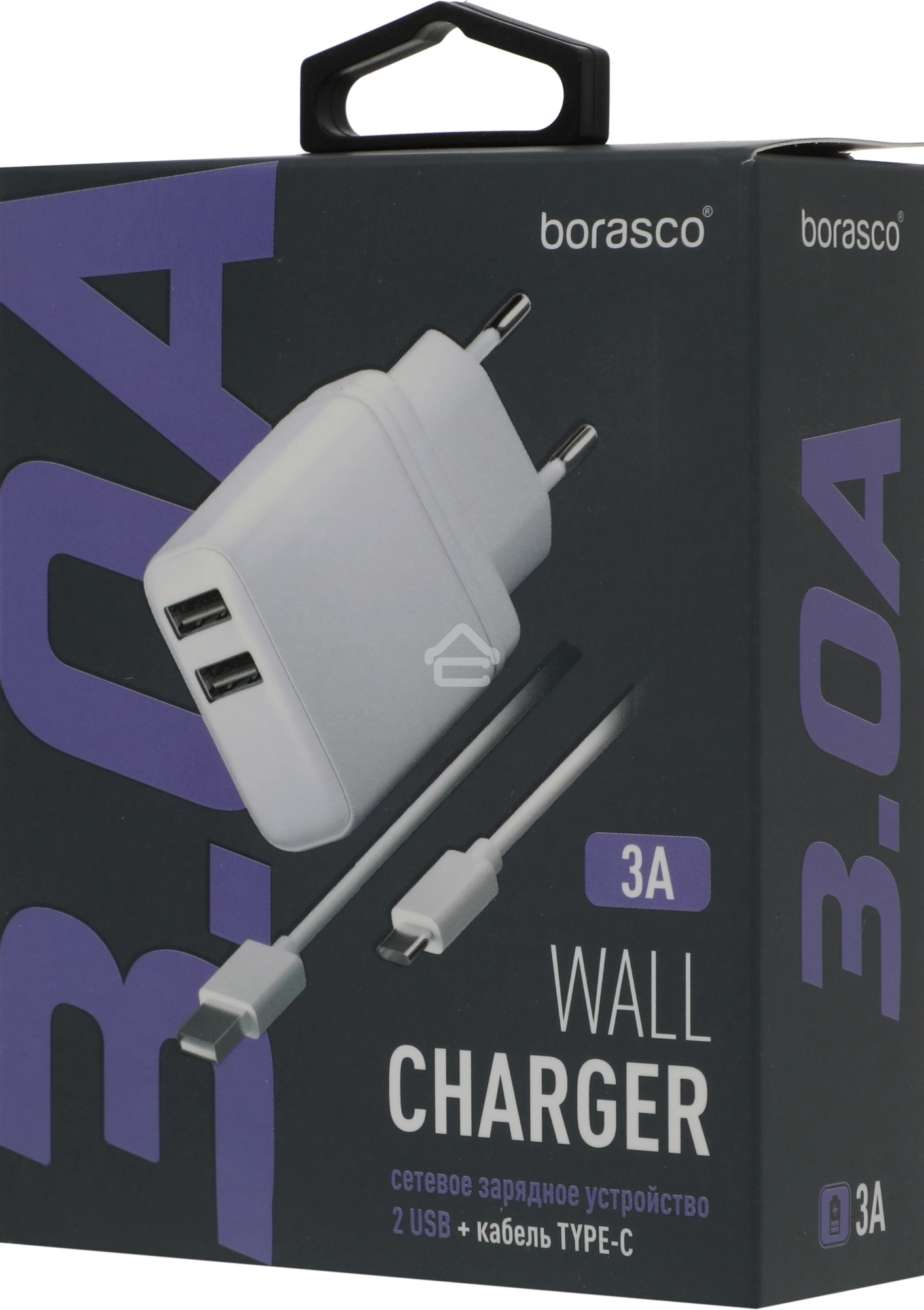Сетевое зарядное устройство BoraSCO 15W 3A 2xUSB универсальное белый (52580)