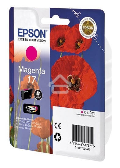 Картридж струйный Epson C13T17044A10 желтый (150 стр.) для Epson XP33/203/303