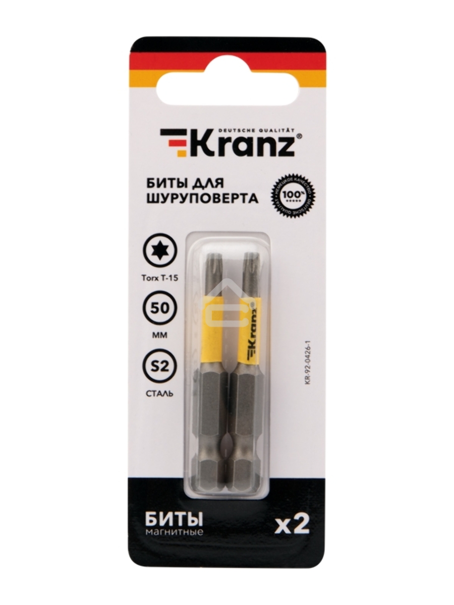Бита для шуруповерта KRANZ Torx T15х50 мм (2 шт./уп.)